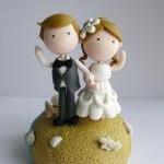 Wedding Clay Cake Topper - Beach Theme (Not Edible)