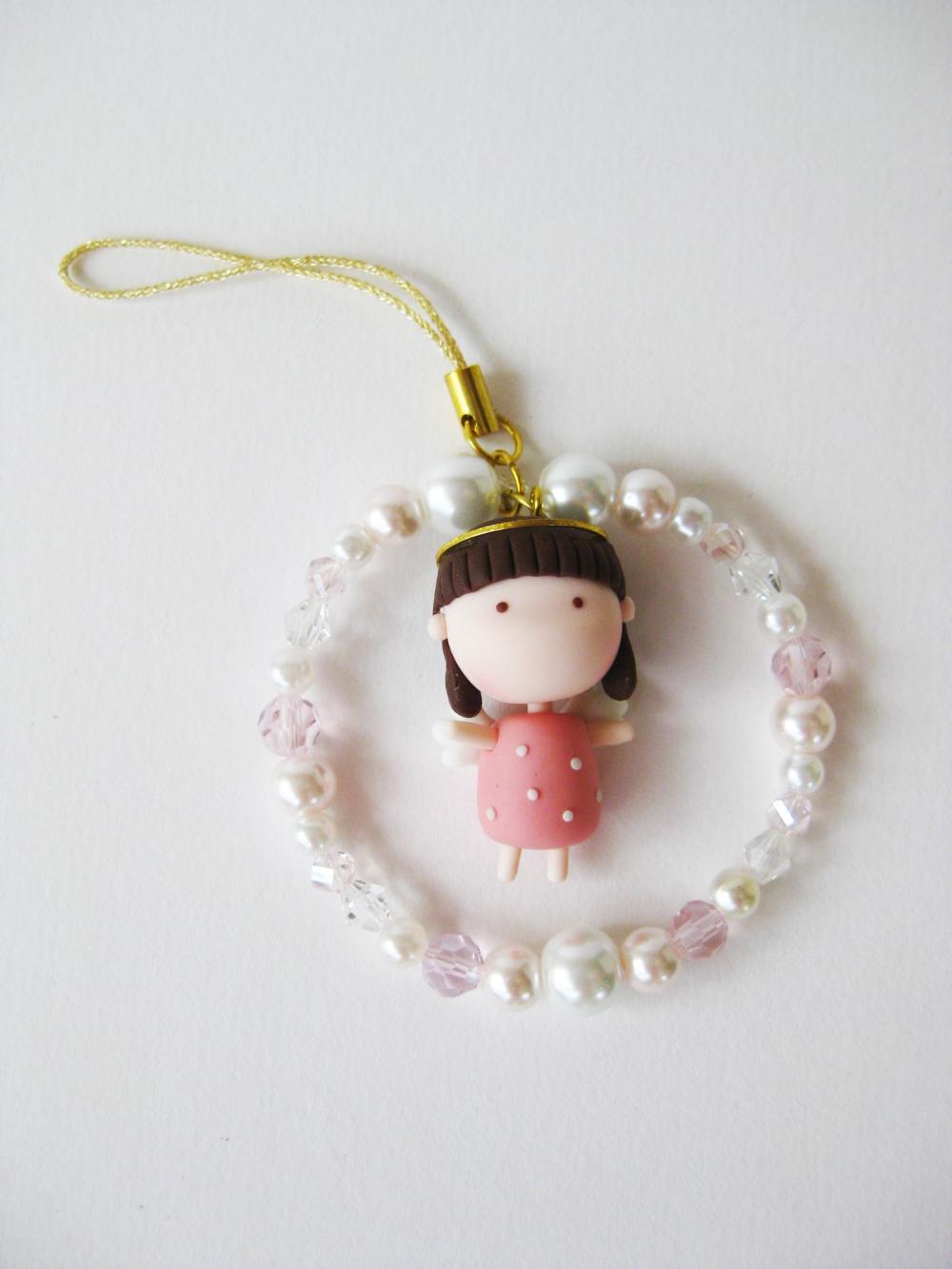  Mantou Angel Keychain Clay (Peach)