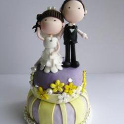  Wedding Clay Cake Topper - Standing on top of a cake (Not Edible)
